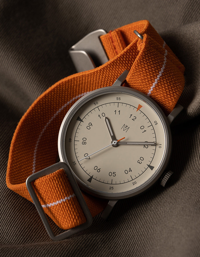 Orange mens field watch