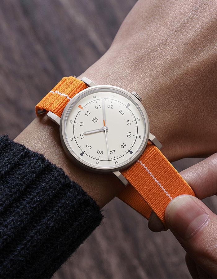 Orange mens field watch