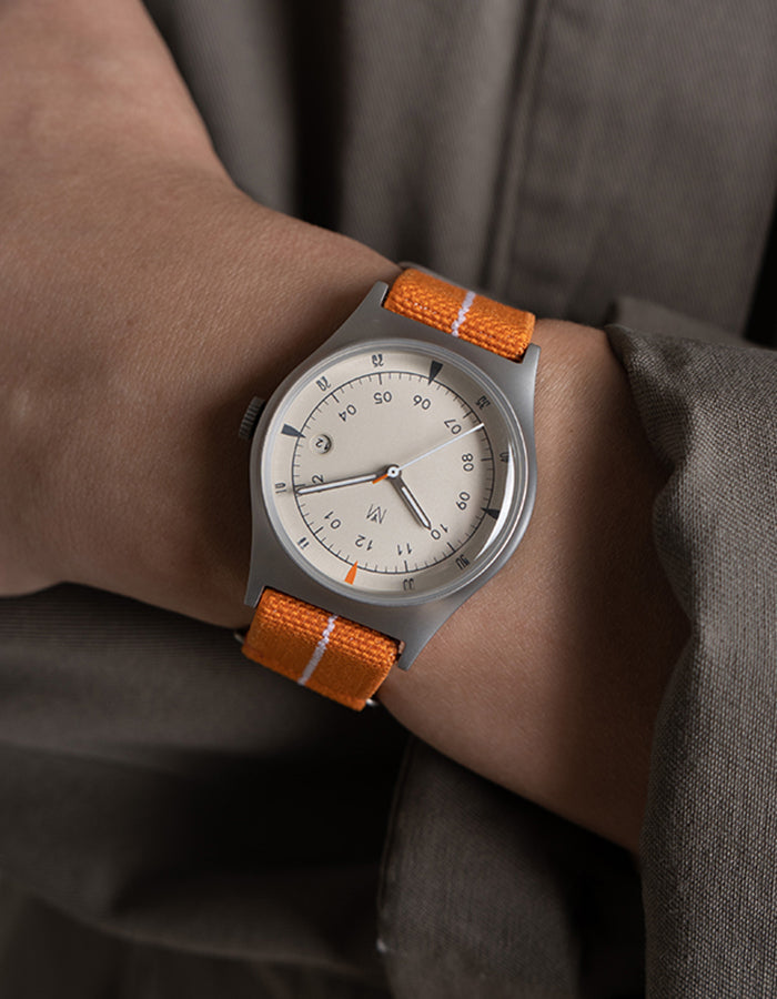 Orange mens field watch