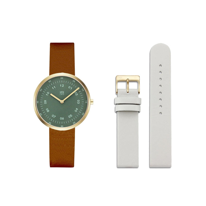 Dusty Olive 34mm + Offwhite Leather 16mm